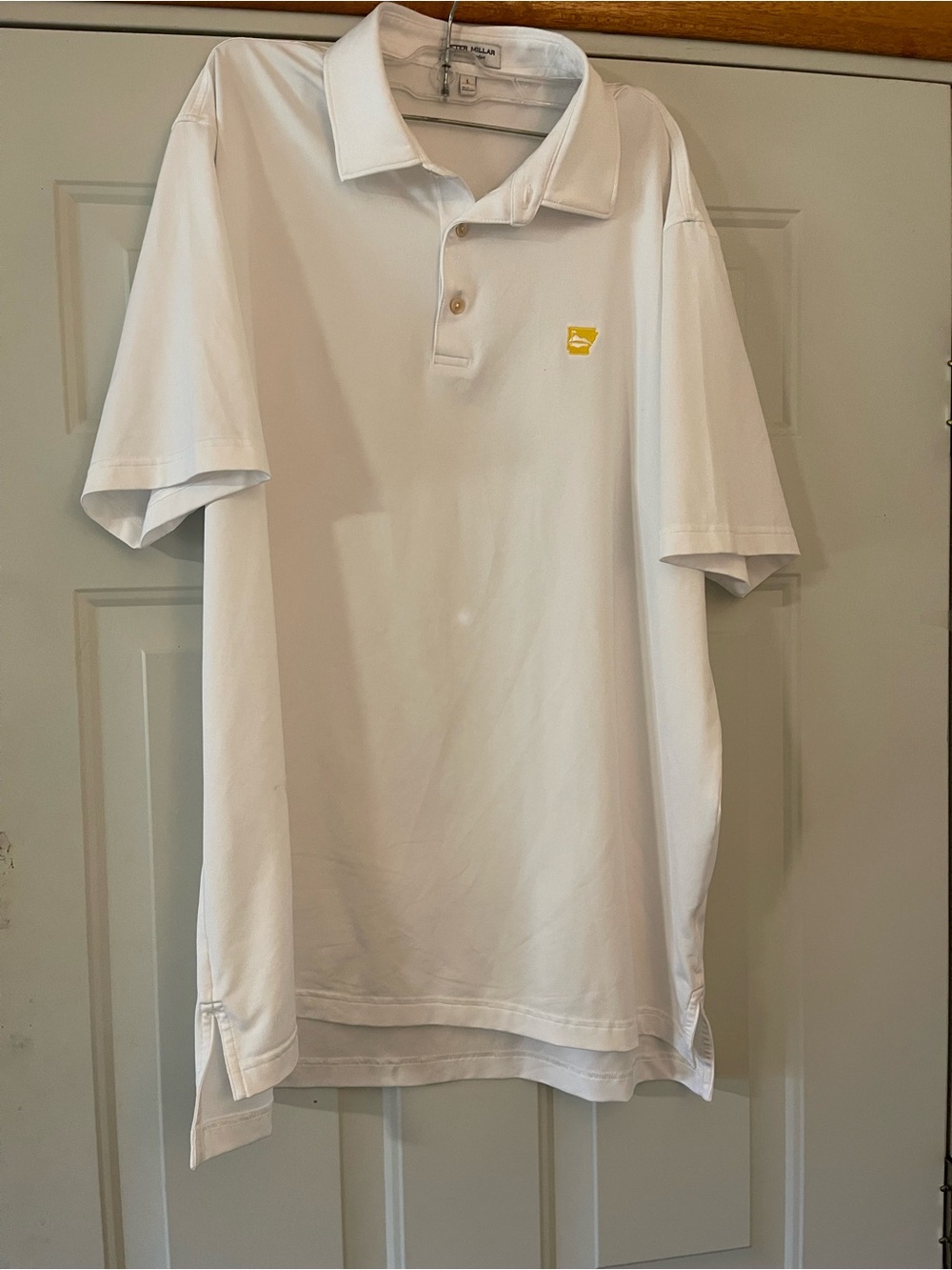 Peter Millar Summer Comfort  Large White  Polo Shirt Arkansas Golf assoc